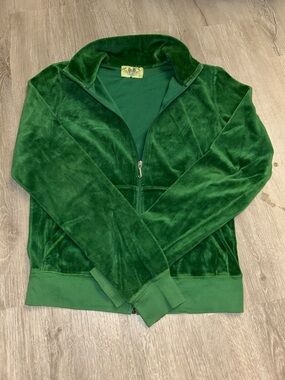 Juicy Couture Green Velour Zip-Up Jacket Y2K
